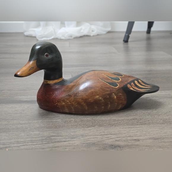 Handmade Wood Carved Handpainted 1983 Mallard VTG Signed